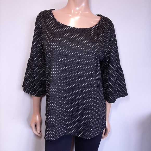 REITMANS Dotted Bell Sleeve Boxy Boat Neck Top - Picture 5 of 11